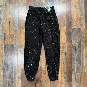 NWT Pants Store Black Sequined Joggers